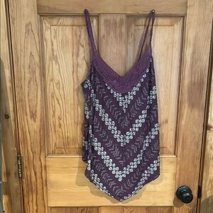 Purple Lace Trim Women's Top